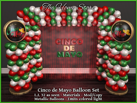 Second Life Marketplace - THS - CINCO DE MAYO BALLOON SET. Cinco de Mayo Balloon Arch, Cinco de ...